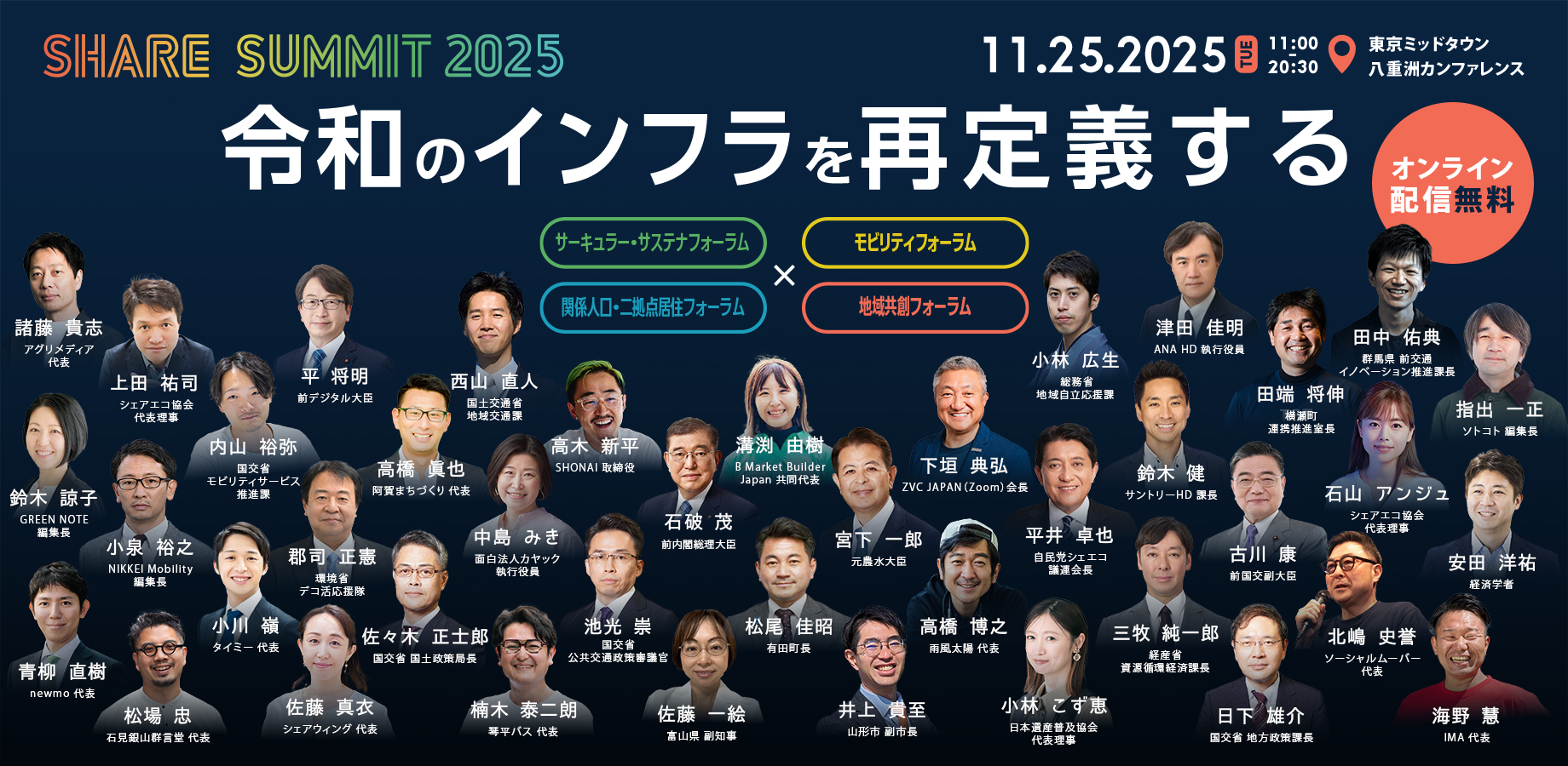 【Press Release】開催まであと1週間!サーキュラーエコノミー・モビリティ・関係人口・地域共創の4分野フォーラムに、産官学のトップランナー70名超が集結!